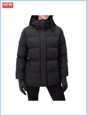 Quilted Puffer Jacket Warm Snow Coat Removable Hood Slim Fit